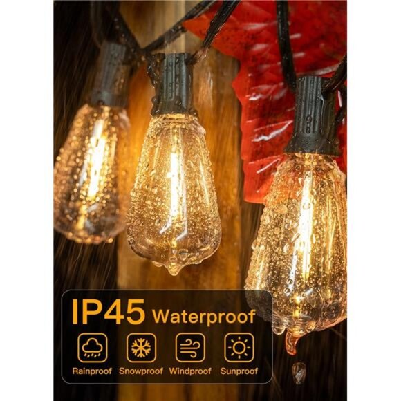 Outdoor String Lights 120FT with 60+2 Spare ST38 Vintage Bulbs, Shatterproof - Picture 6 of 7